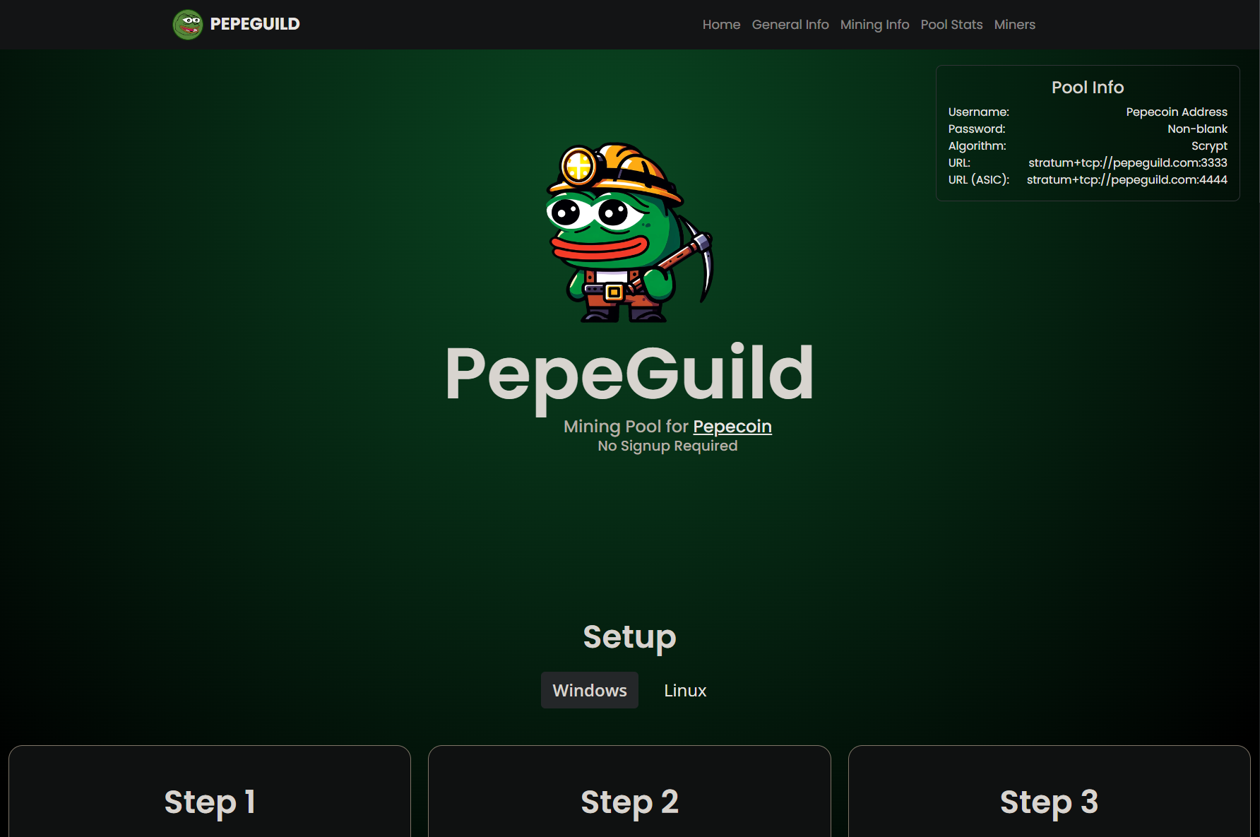 image of pepecoin guild website